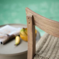 Chaise de jardin en acacia et assise en corde - bois foncé