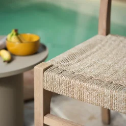 Chaise de jardin en acacia et assise en corde - bois foncé