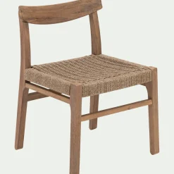 Chaise de jardin en acacia et assise en corde - bois foncé