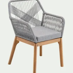 Chaise de jardin en acier et corde - gris