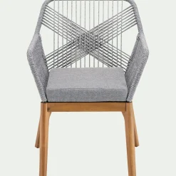 Chaise de jardin en acier et corde - gris