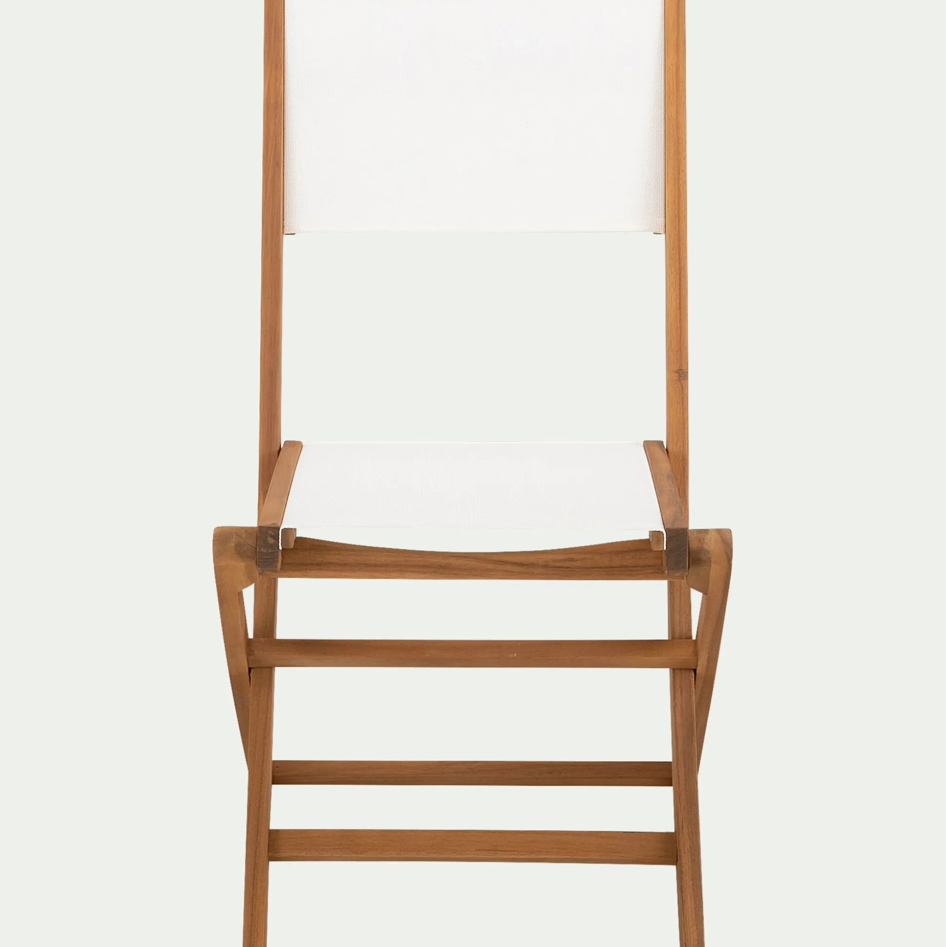 Chaise de jardin pliante en acacia huilé et tissu - blanc