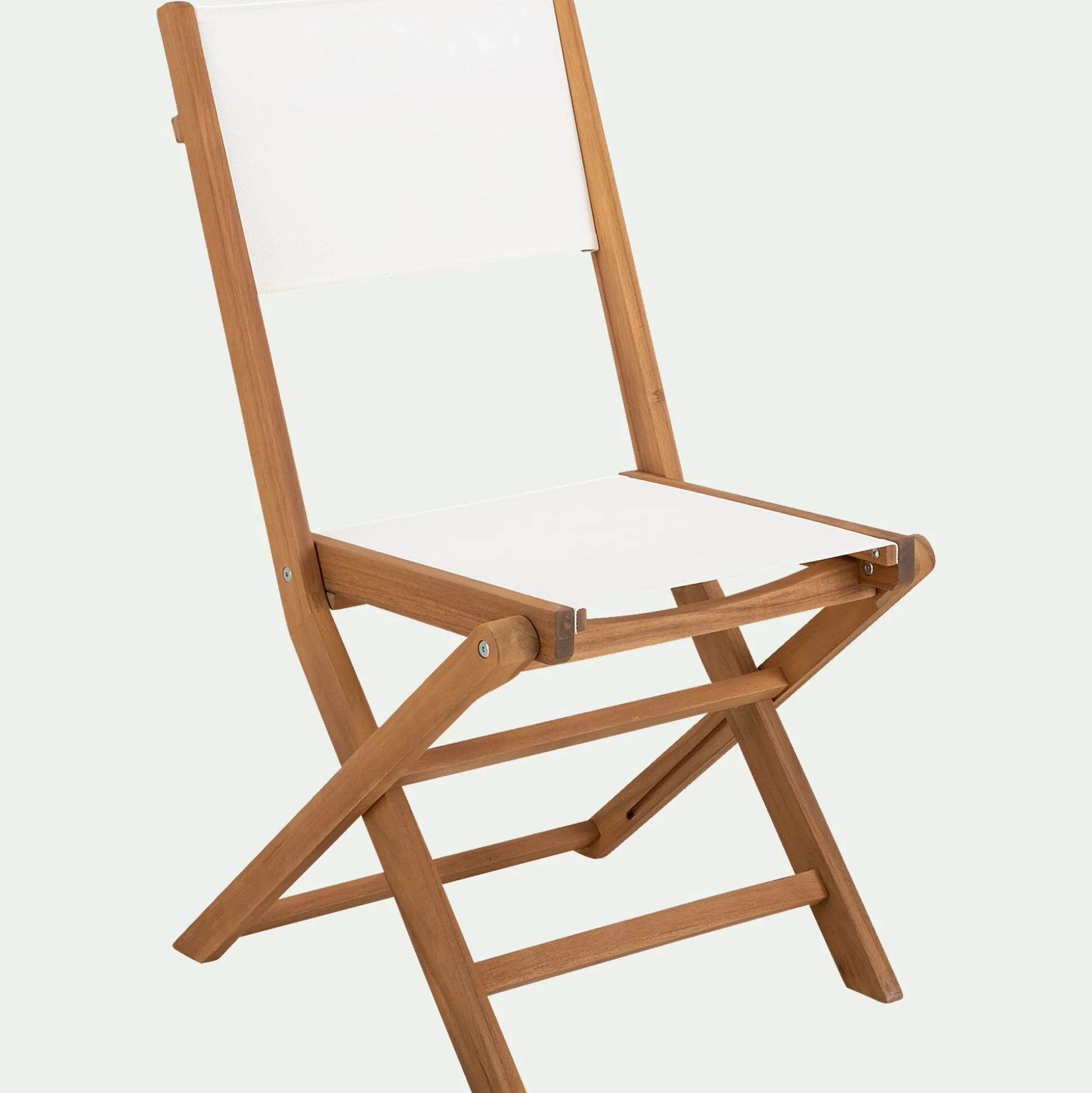 Chaise de jardin pliante en acacia huilé et tissu - blanc