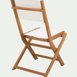 Chaise de jardin pliante en acacia huilé et tissu - blanc