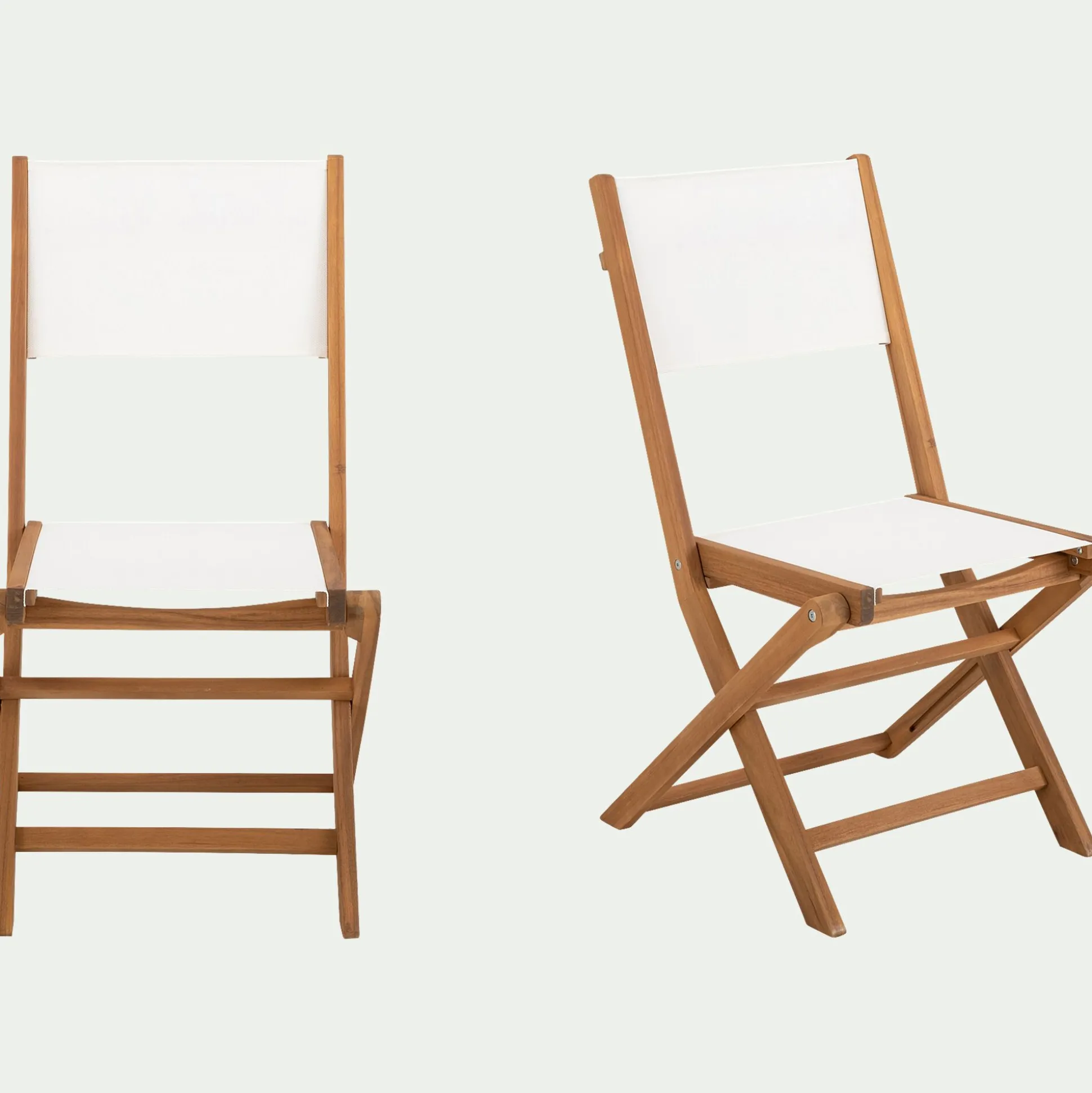Chaise de jardin pliante en acacia huilé et tissu - blanc