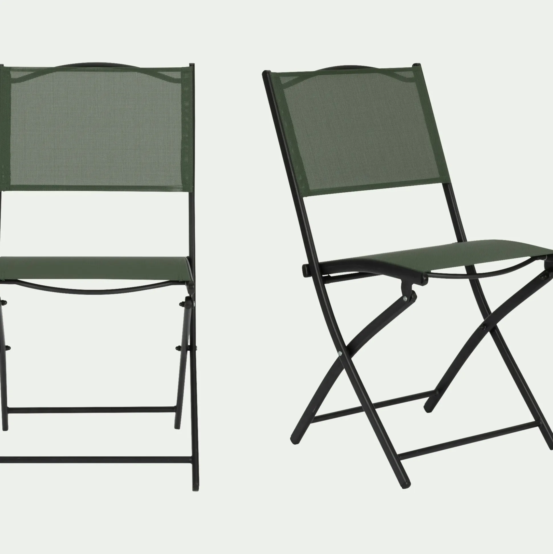 Chaise de jardin pliante acier et toile plastifiée - vert cèdre