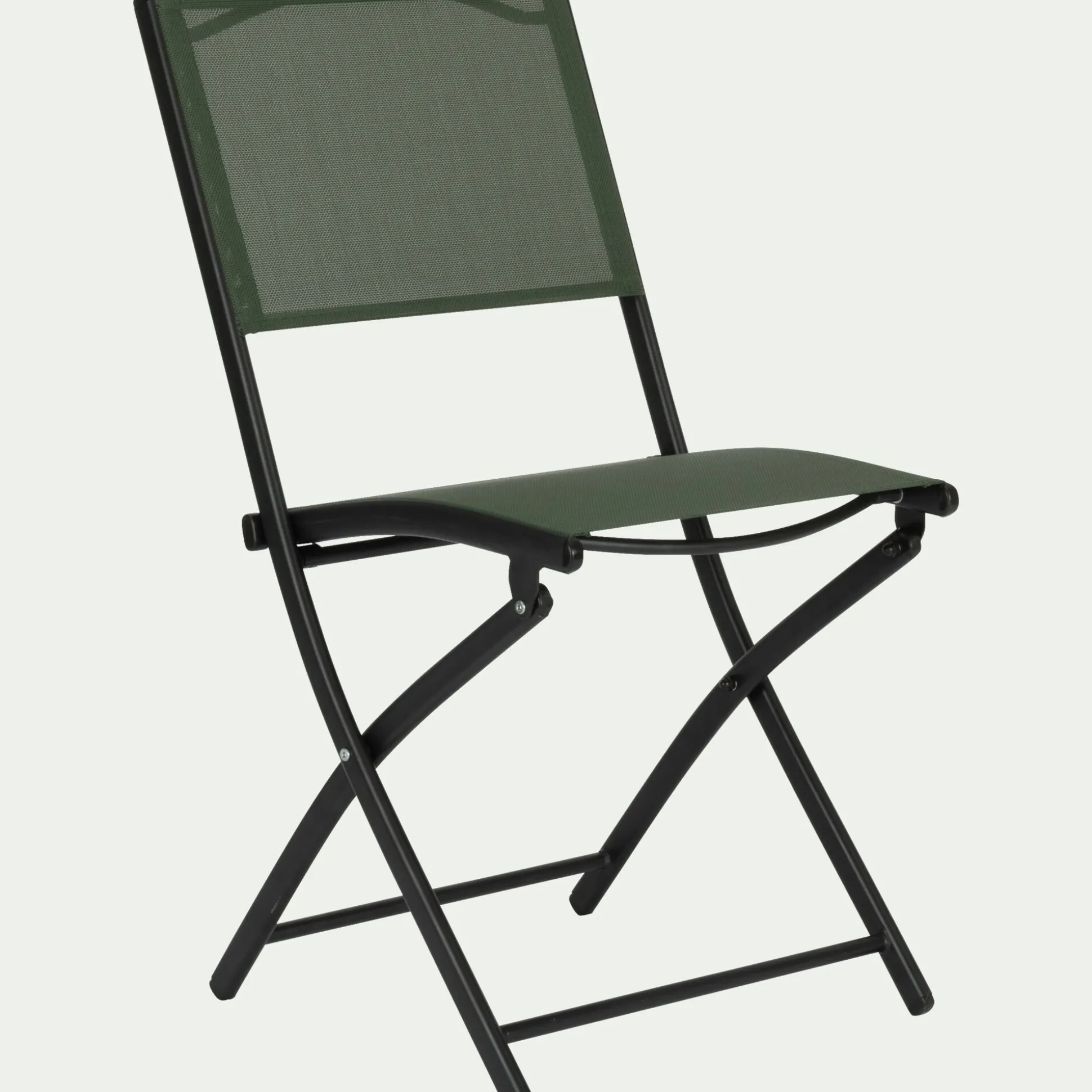 Chaise de jardin pliante acier et toile plastifiée - vert cèdre