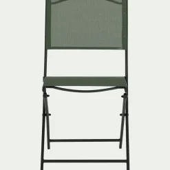 Chaise de jardin pliante acier et toile plastifiée - vert cèdre