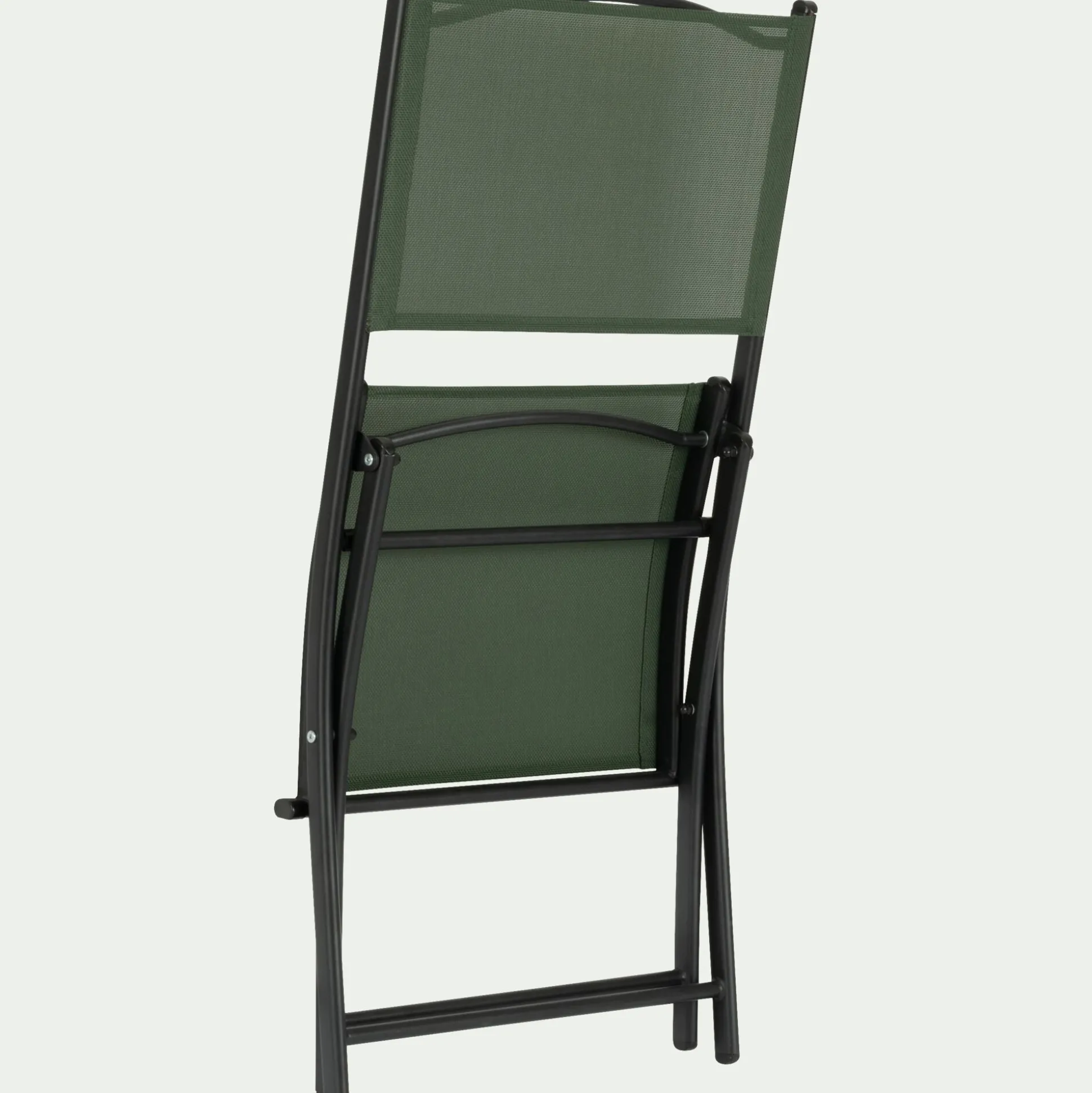 Chaise de jardin pliante acier et toile plastifiée - vert cèdre