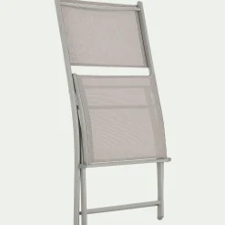 Chaise de jardin pliante en acier et textilène - gris vésuve