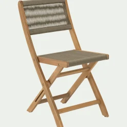 Chaise de jardin pliante en acacia et corde - bois clair