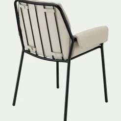 Chaise de jardin rembourrée avec accoudoirs en acier et tissu - beige