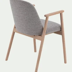 Chaise de repas avec accoudoirs en tissu - gris