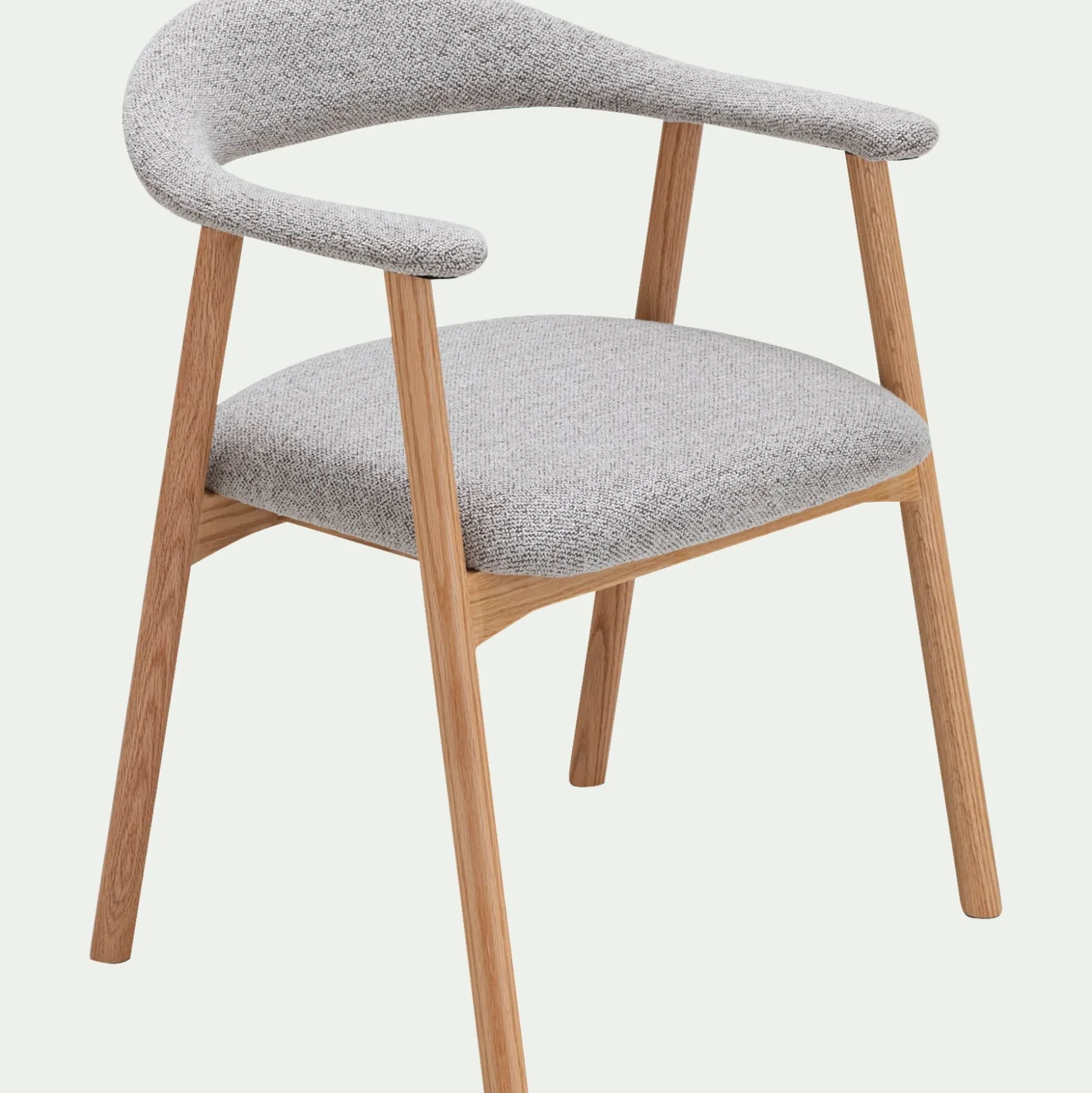 Chaise de repas avec accoudoirs en bois et tissu - gris