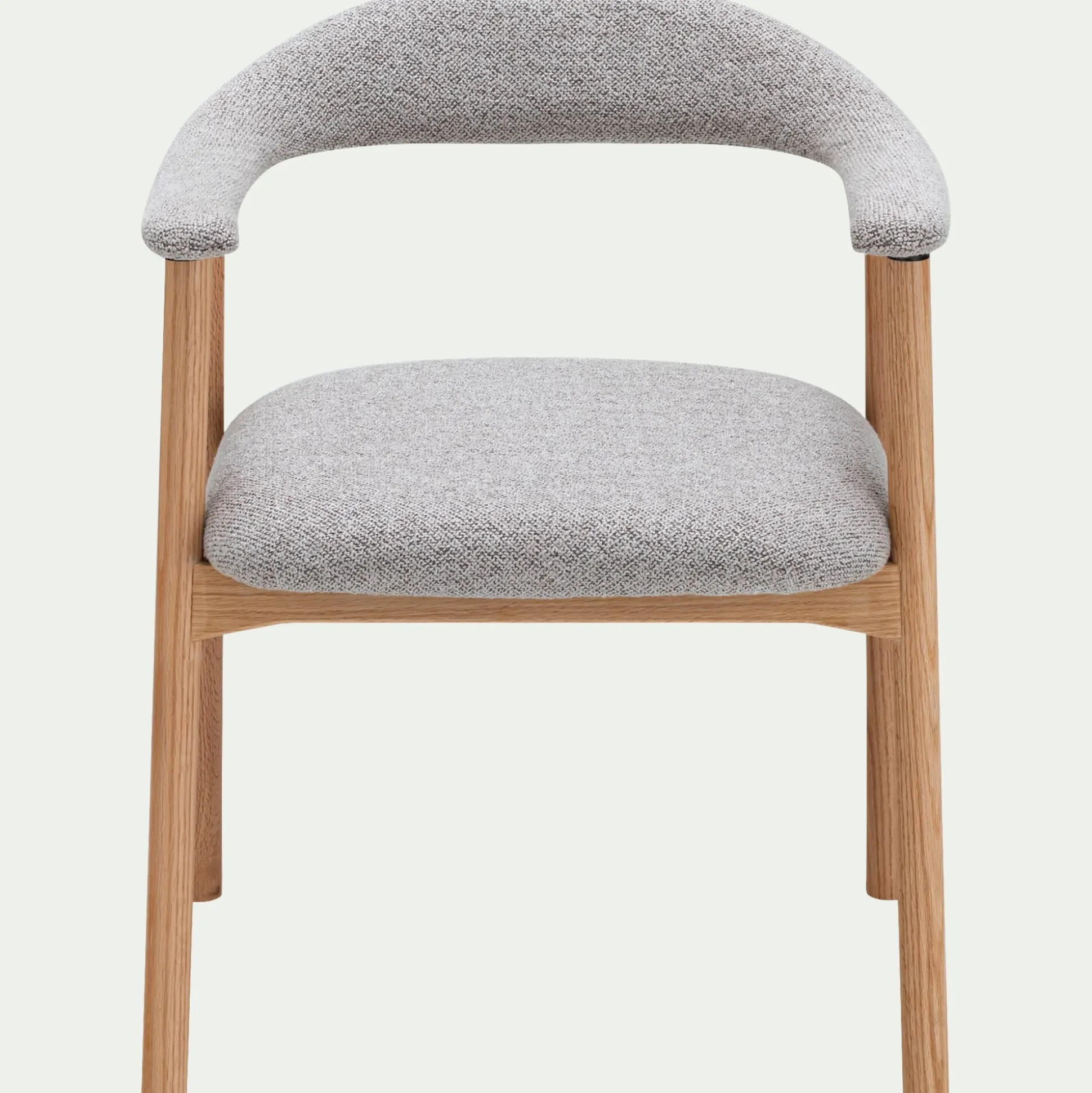 Chaise de repas avec accoudoirs en bois et tissu - gris