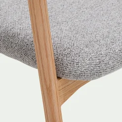 Chaise de repas avec accoudoirs en bois et tissu - gris