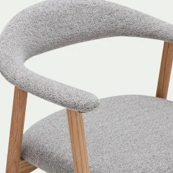 Chaise de repas avec accoudoirs en bois et tissu - gris