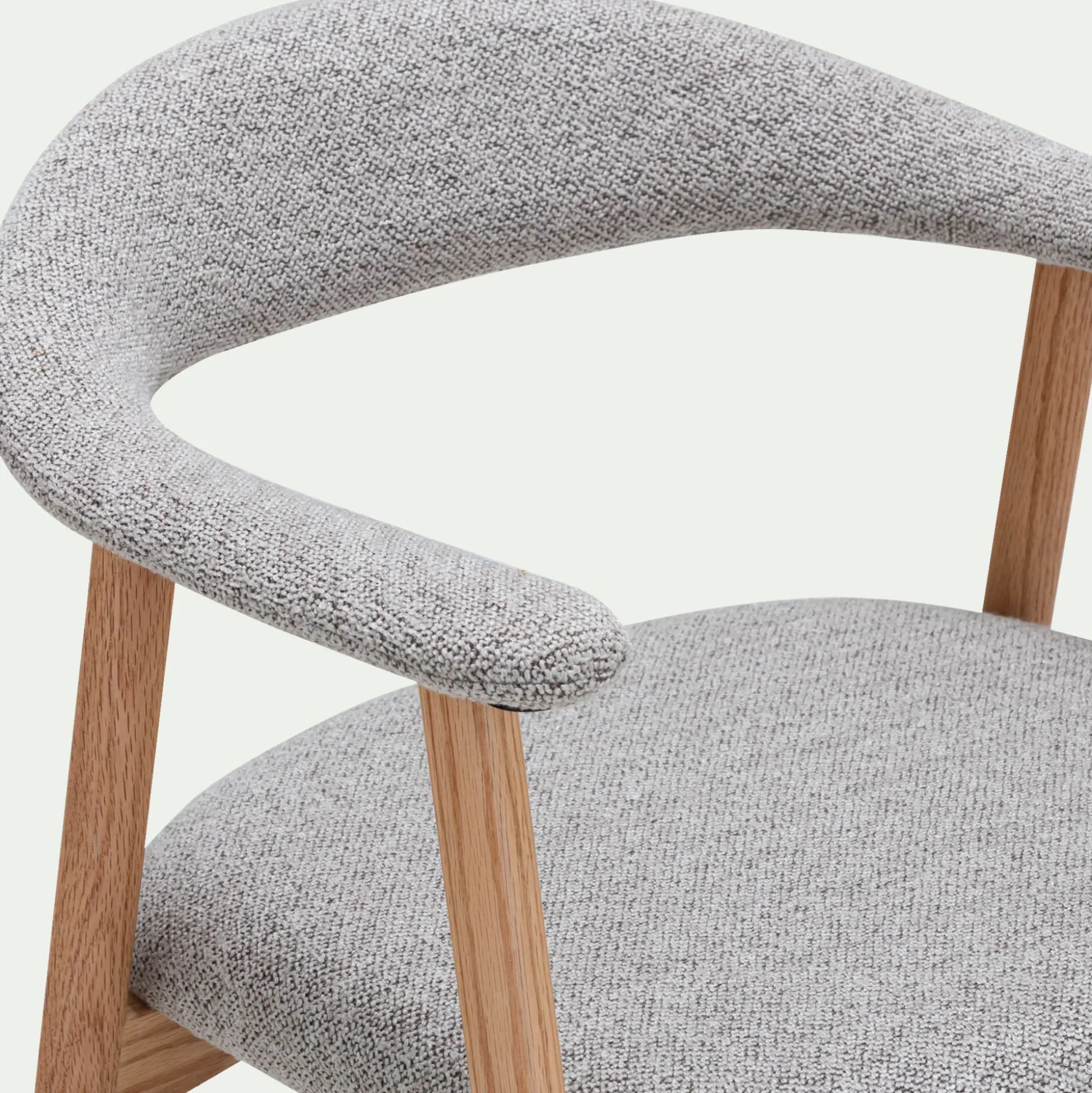 Chaise de repas avec accoudoirs en bois et tissu - gris