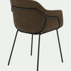 Chaise de repas avec accoudoirs en tissu - vert cèdre