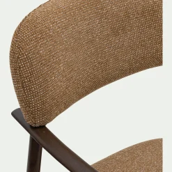 Chaise de repas avec accoudoirs en tissu et acier - brun châtaignier