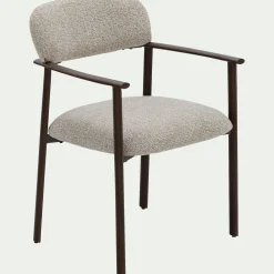 Chaise de repas avec accoudoirs en tissu et acier - gris