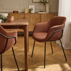 Chaise de repas avec accoudoirs en tissu - brun rustrel