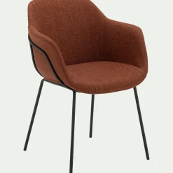 Chaise de repas avec accoudoirs en tissu - brun rustrel