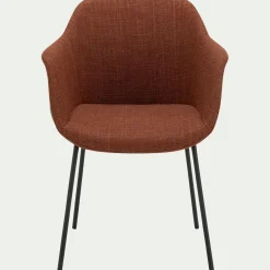 Chaise de repas avec accoudoirs en tissu - brun rustrel