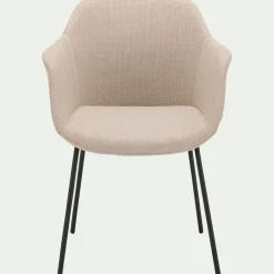 Chaise de repas avec accoudoirs en tissu - beige alpilles