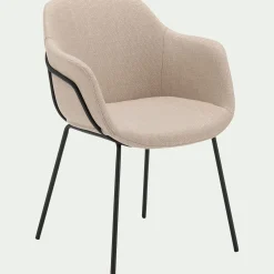 Chaise de repas avec accoudoirs en tissu - beige alpilles