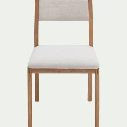 Chaise de repas en chêne massif et tissu - blanc écru
