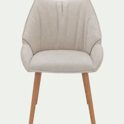 Chaise de repas en tissu - blanc écru