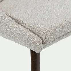 Chaise de repas en tissu bouclette rasé - blanc écru