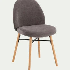 Chaise de repas en tissu et chêne - gris ardoise