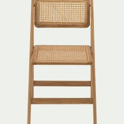 Chaise de repas pliante en hêtre et cannage - naturel