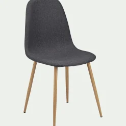 Chaise en acier effet bois et tissu - gris ardoise