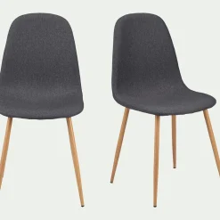 Chaise en acier effet bois et tissu - gris ardoise