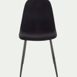 Chaise en acier effet bois et tissu - noir