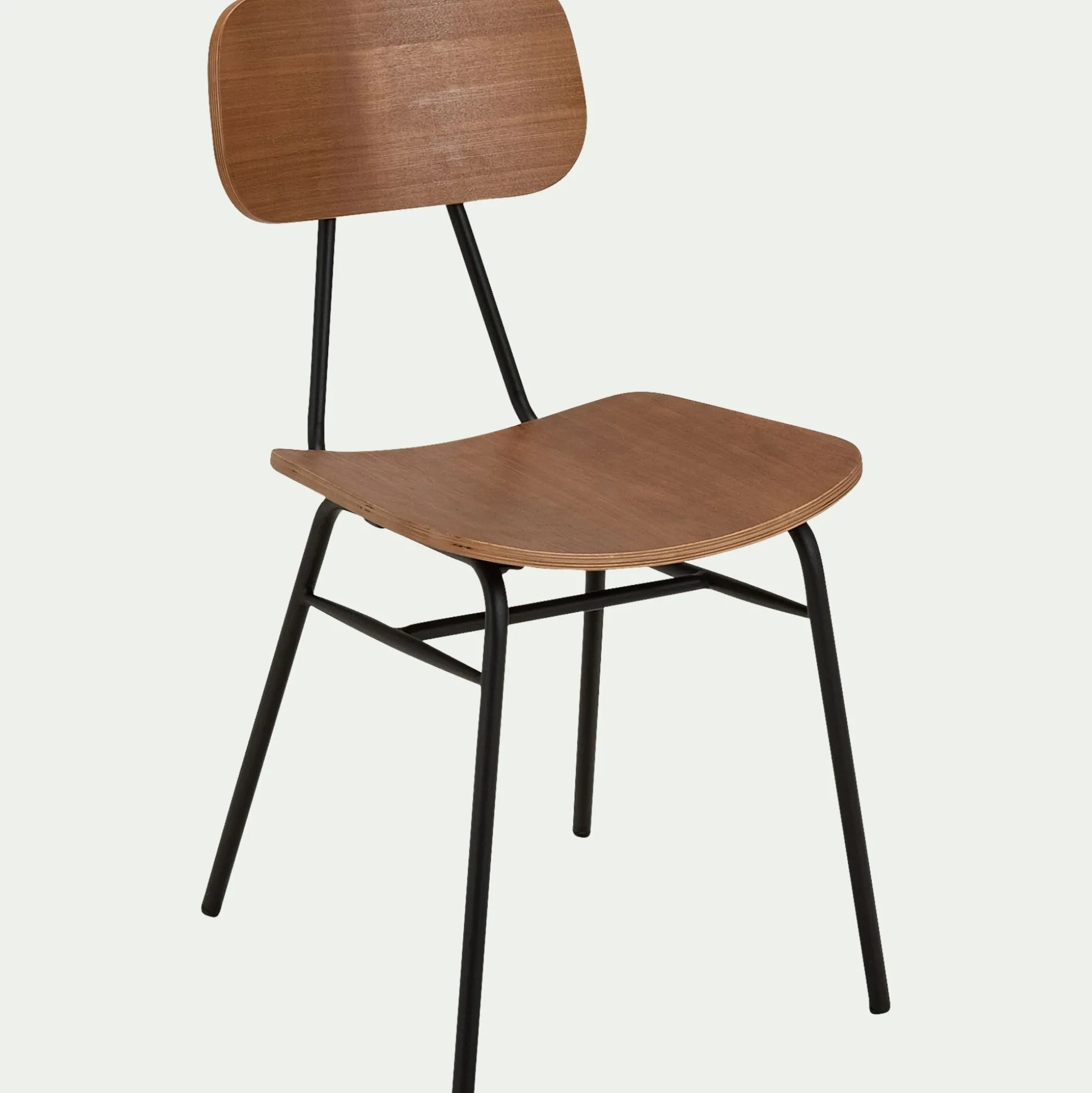 Chaise en bois de frêne et acier - bois foncé