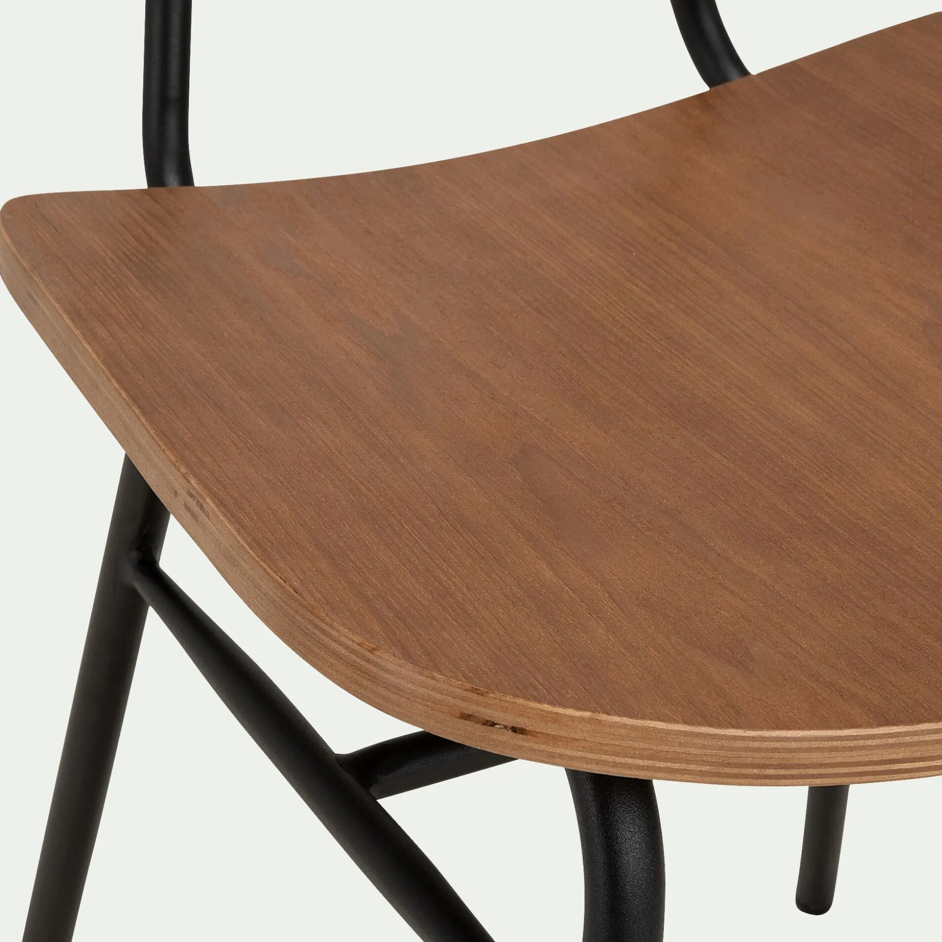 Chaise en bois de frêne et acier - bois foncé