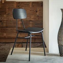 Chaise en bois de frêne et acier - noir