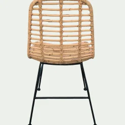 Chaise en rotin tressé et acier - naturel