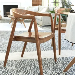 Chaise en teck avec accoudoirs - bois foncé