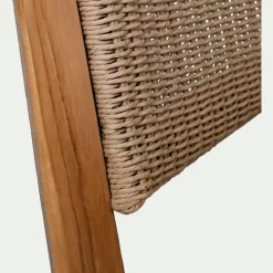 Chaise en teck avec dossier effet tressé - bois foncé