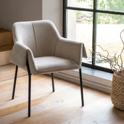 Chaise en tissu avec accoudoirs - gris