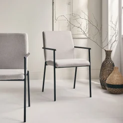 Chaise en tissu avec accoudoirs - gris borie