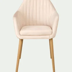 Chaise en tissu avec accoudoirs - beige