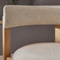 Chaise en tissu bouclette avec accoudoirs - blanc