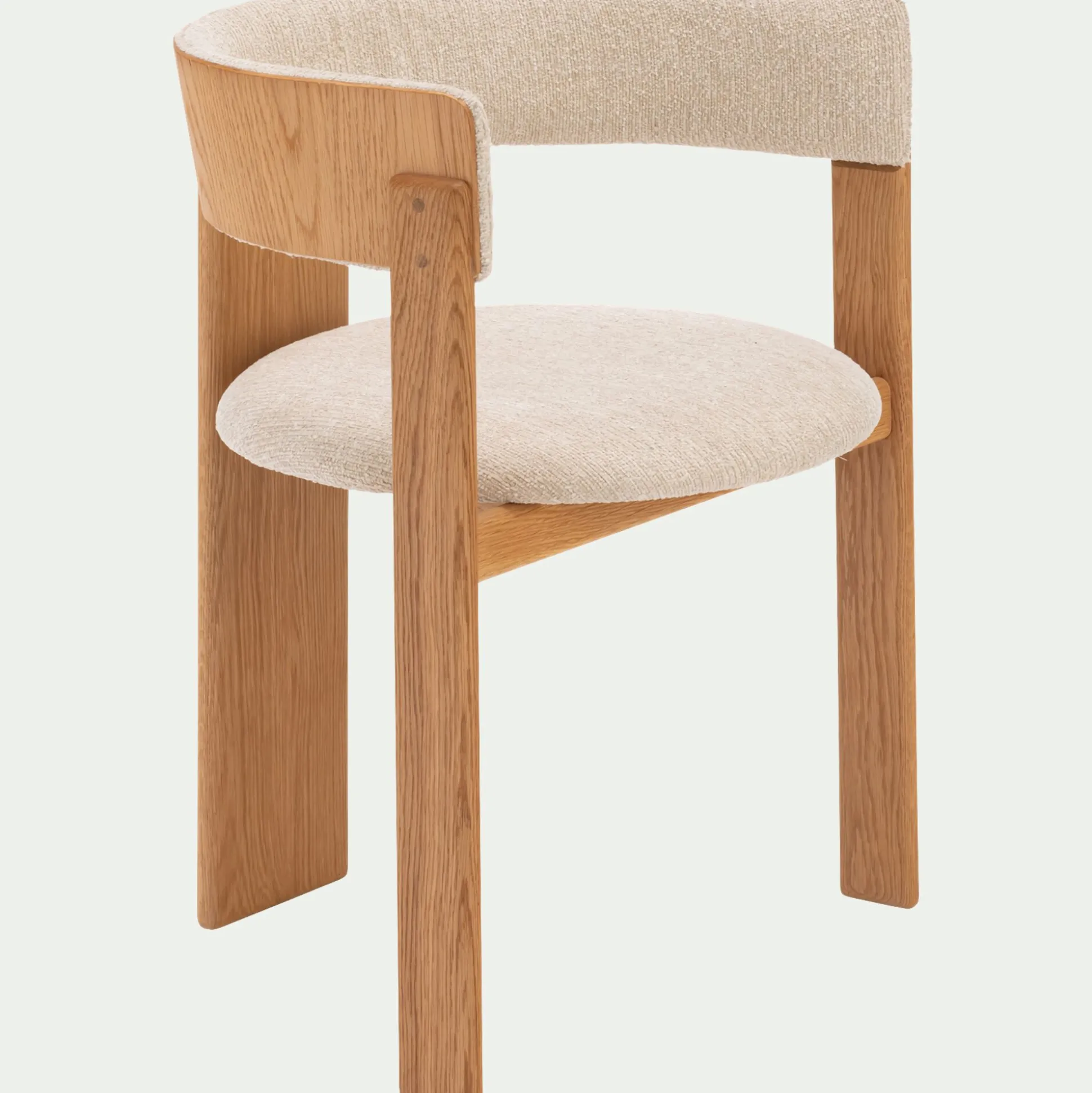 Chaise en tissu bouclette avec accoudoirs - blanc