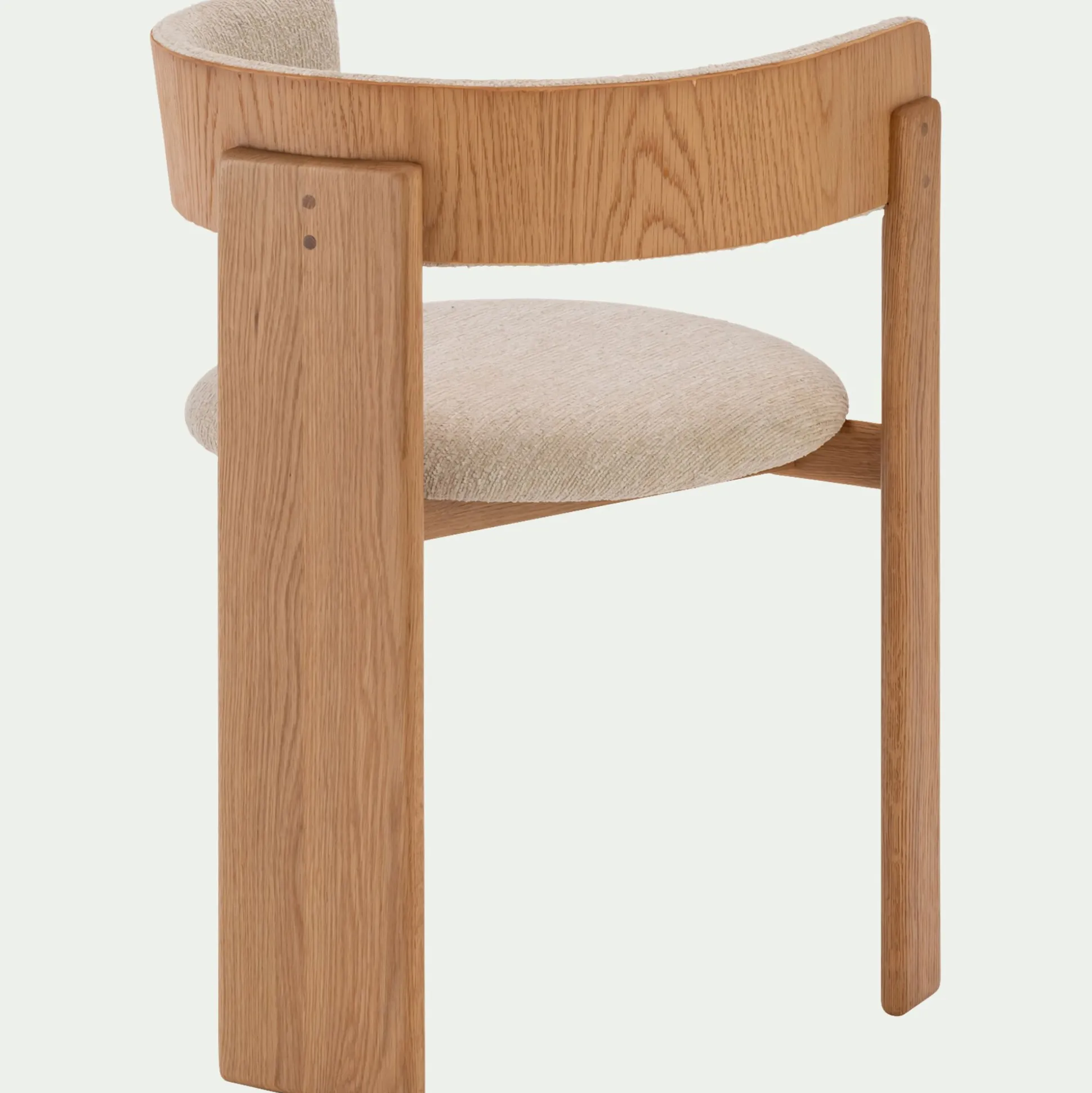 Chaise en tissu bouclette avec accoudoirs - blanc